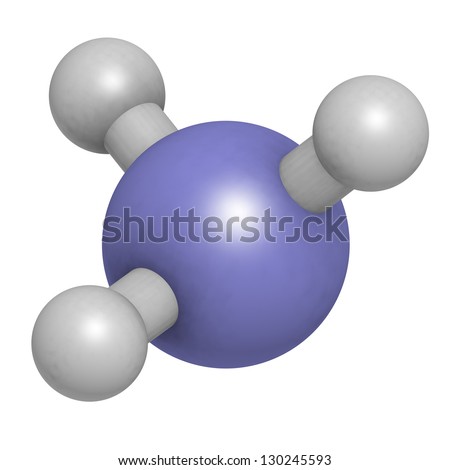 Ammonia (NH3), molecular model. Atoms are represented as spheres with ...