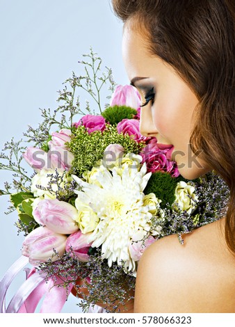 Beautiful Asian Bride Holds Bouquet 115
