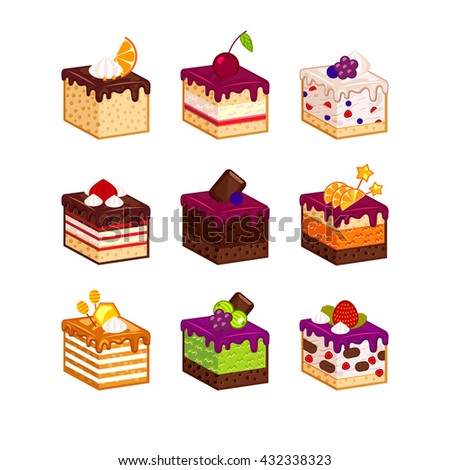 Flat Design Cake Icons Flavor Stock Vector 393806365 Flat Design Cake Icons Flavor Stock Vector 393806365