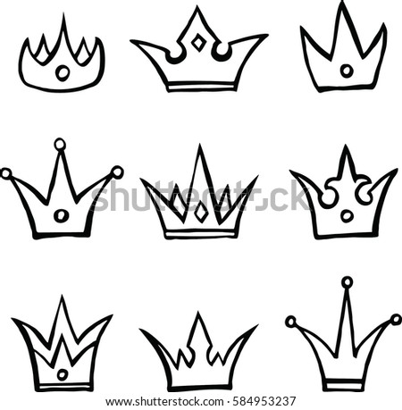 Vector Crown Logo Hand Drawn Graffiti Stock Vector 730806154 - Shutterstock