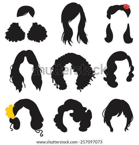 Set Female Hair Style Vector Collection Stock Vector 