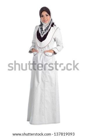 Muslim Woman White Dress Isolated Stock Photo 410029672 