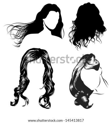 Hairstyles vector black silhouettes of women Stock Photos, Images ...