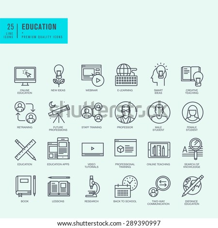 Set Flat Design Icons Education Icons Stock Vector 219913894 - Shutterstock