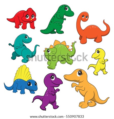 Cute Dinosaurs Eps10 File Simple Gradients Stock Vector 132888890 ...