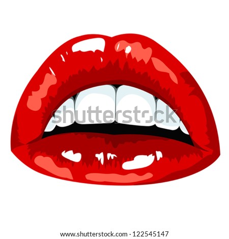 Biting Her Red Lips Teeth Pop Stock Vector 102576569 - Shutterstock