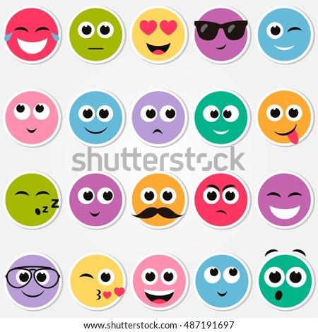 Cartoon Faces Emotions Stock Vector 152004668 - Shutterstock