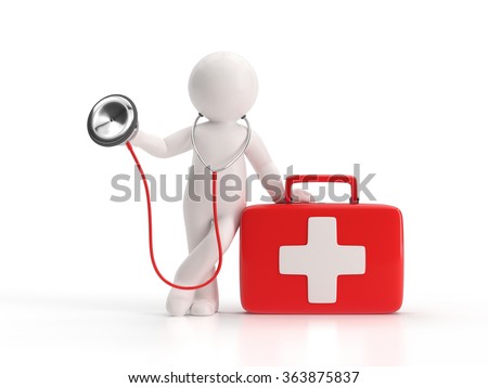 3d White People Doctor Stethoscope First Stock Illustration 106756700 ...