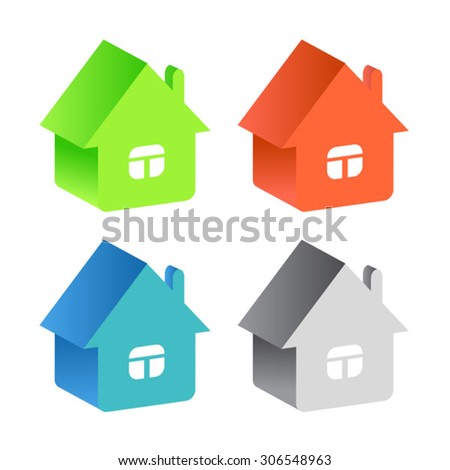 Simple Color House Icons Isolated On Stock Vector 75536698 - Shutterstock