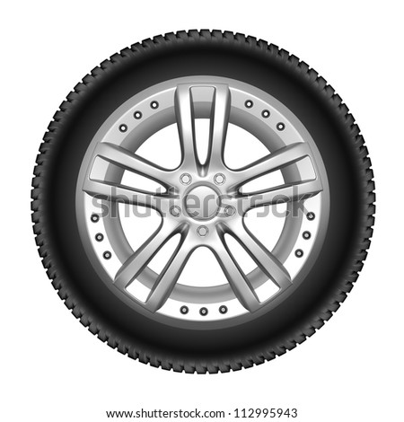 Car wheel on a white background - stock photo