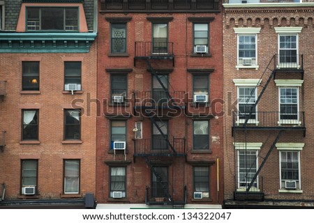 Old Apartment Buildings Fire Escapes New Stock Photo 134322047 ...  Old apartment buildings and fire escapes, New York City