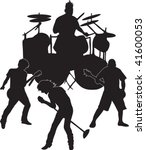 Clip art illustration of a rock band - stock photo