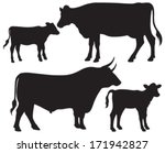 stock-vector-quality-black-and-white-vector-silhouettes-of-a-bull-a-cow-and-two-calves-171942827.jpg