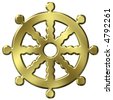 3d Golden Buddhism Symbol Wheel Of Dharma. Represents Buddha'S Teaching ...